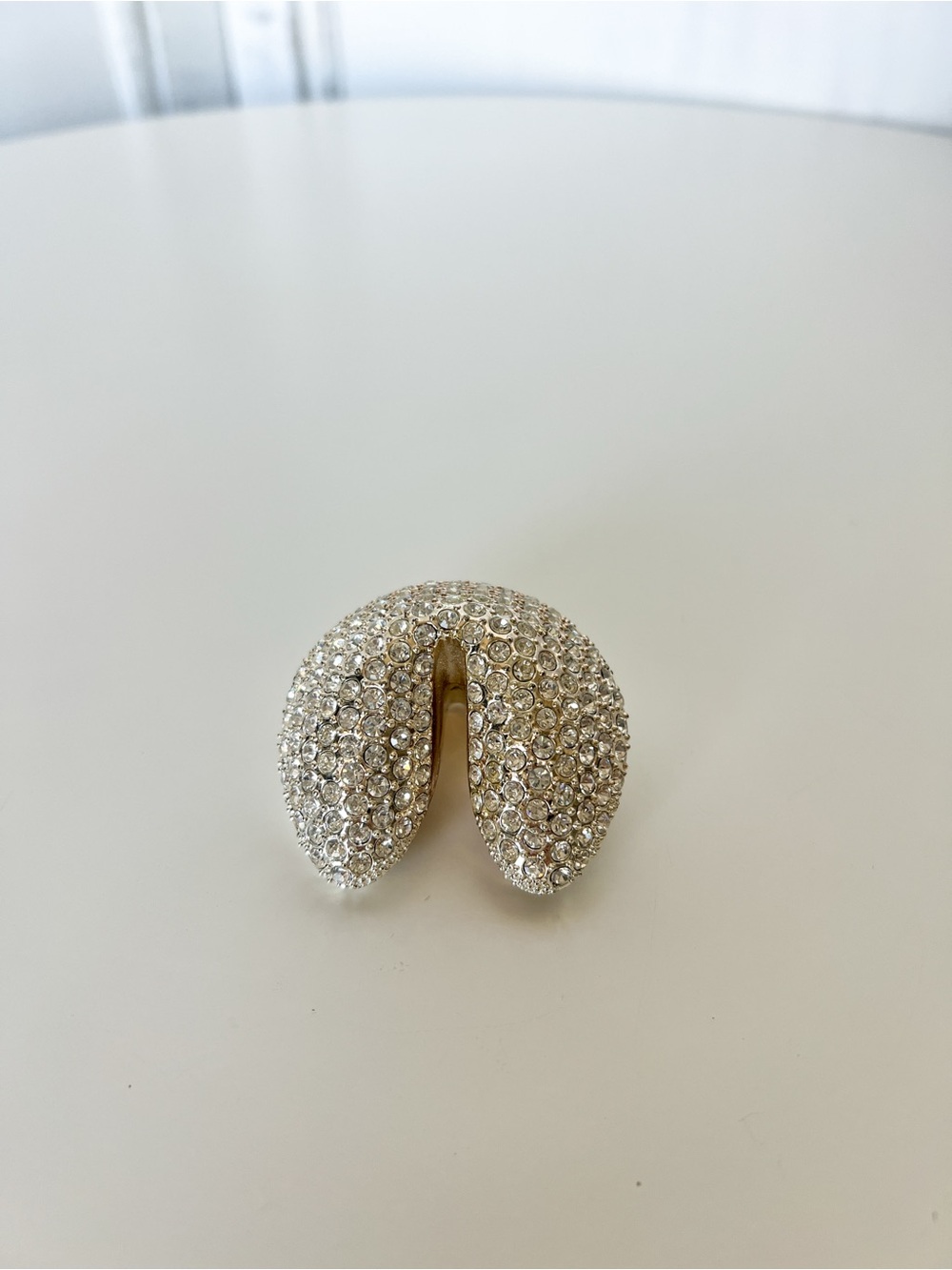 Things Remembered Fortune Cookie Trinket Box Rhinestone Silver Tone